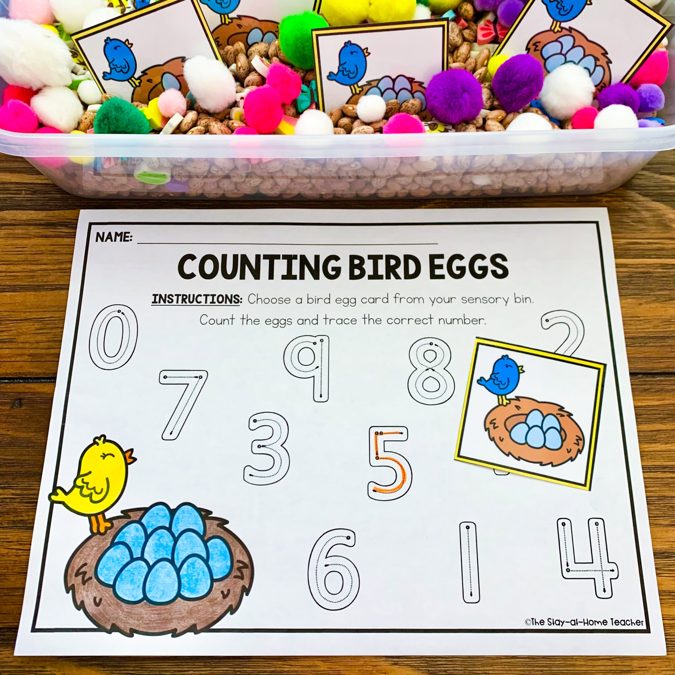 6 Fun Math and Literacy Spring Preschool Bins