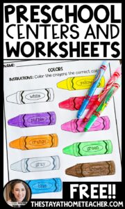 FREE Preschool Centers and Worksheets - The Stay-at-Home Teacher