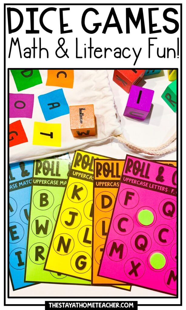 Math and Literacy Dice Games pin