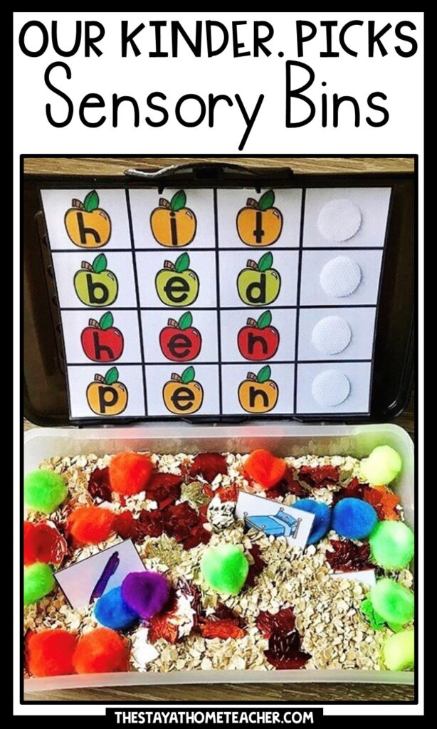 math and literacy sensory bins pin