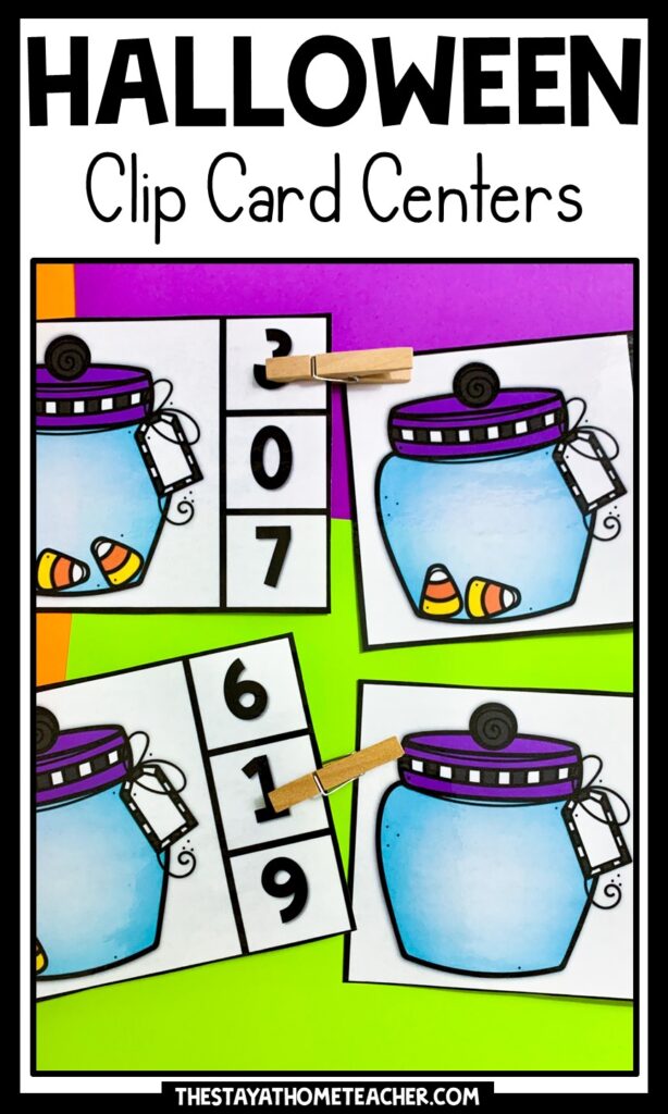 halloween math and literacy clip cards