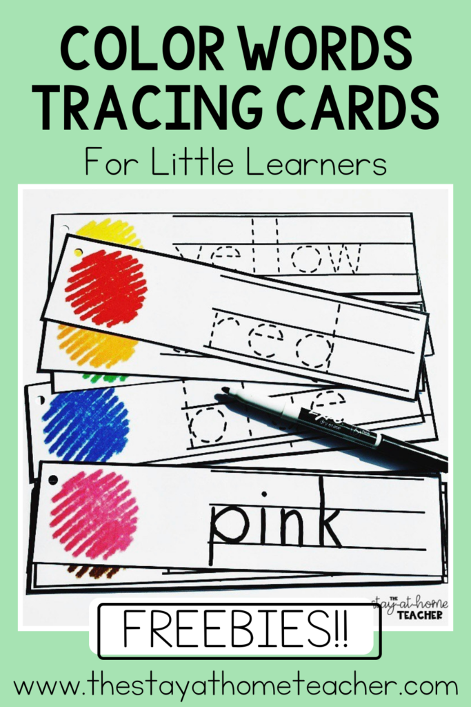 free color word tracing cards