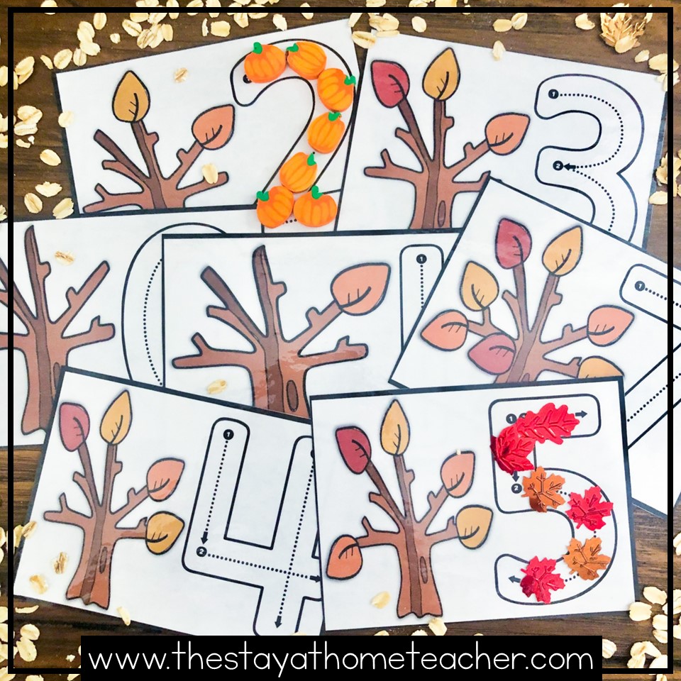 Fall number cards