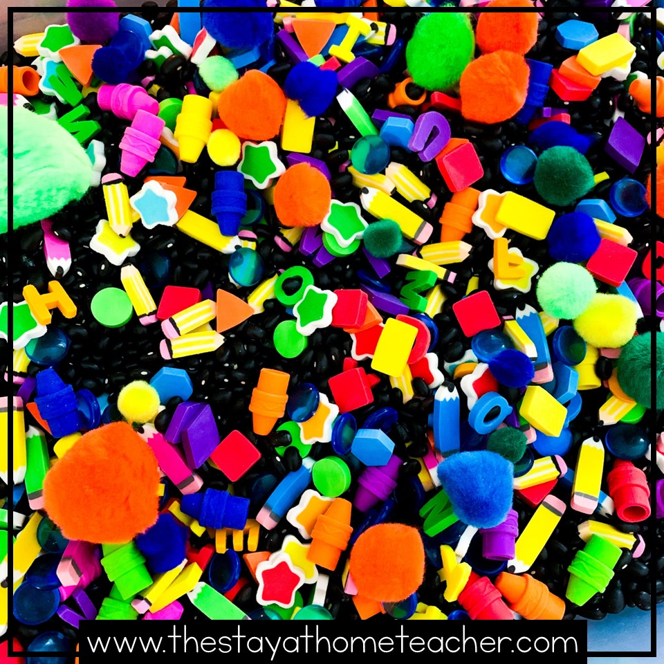 back to school theme sensory bin