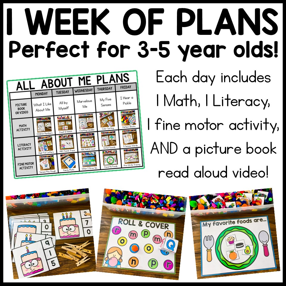 All About Me Preschool Theme with 15 Fun Math & Literacy Activities ...